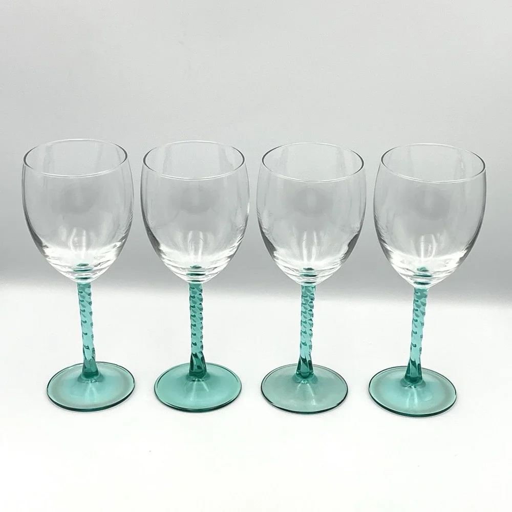 Vintage Cristal D'Arques Angelique Aqua Water Goblets Set of 4 France